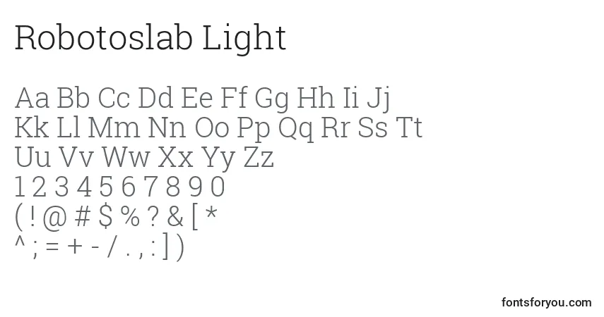 Schriftart Robotoslab Light – Alphabet, Zahlen, spezielle Symbole