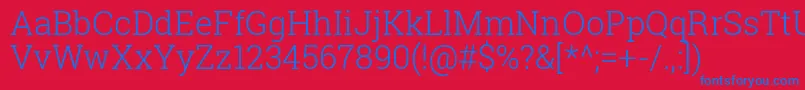 Robotoslab Light-Schriftart – Blaue Schriften auf rotem Hintergrund