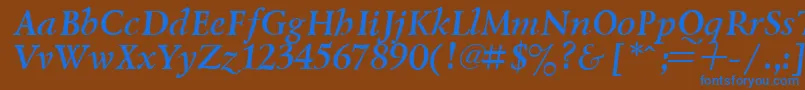 Czcionka LazurskyBoldItalic.001.001 – niebieskie czcionki na brązowym tle