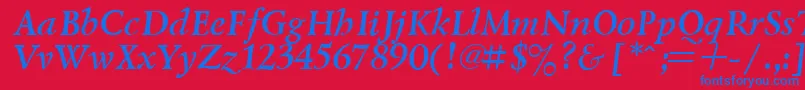 LazurskyBoldItalic.001.001 Font – Blue Fonts on Red Background