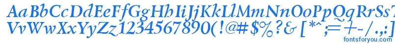 フォントLazurskyBoldItalic.001.001 – 白い背景に青い文字