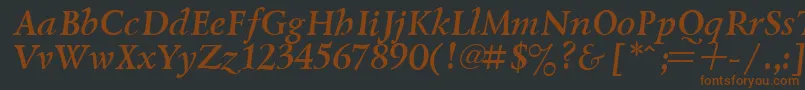 Шрифт LazurskyBoldItalic.001.001 – коричневые шрифты на чёрном фоне