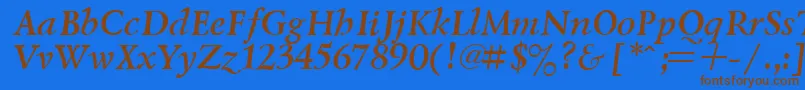 LazurskyBoldItalic.001.001-Schriftart – Braune Schriften auf blauem Hintergrund