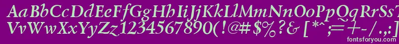 LazurskyBoldItalic.001.001 Font – Green Fonts on Purple Background