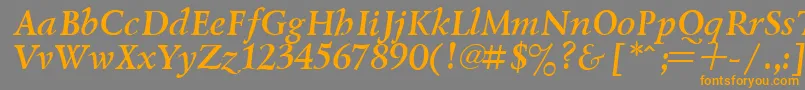 フォントLazurskyBoldItalic.001.001 – オレンジの文字は灰色の背景にあります。