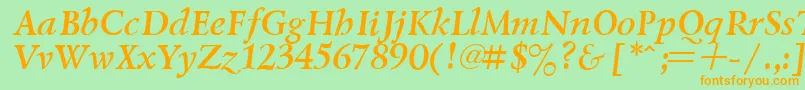 LazurskyBoldItalic.001.001-fontti – oranssit fontit vihreällä taustalla