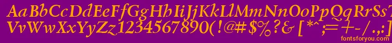 LazurskyBoldItalic.001.001 Font – Orange Fonts on Purple Background