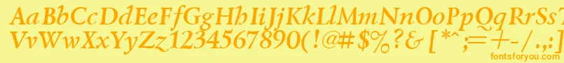 LazurskyBoldItalic.001.001-Schriftart – Orangefarbene Schriften auf gelbem Hintergrund