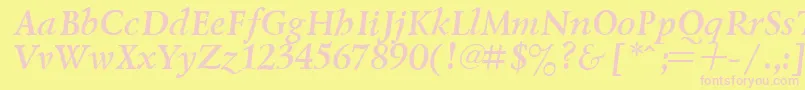 LazurskyBoldItalic.001.001 Font – Pink Fonts on Yellow Background