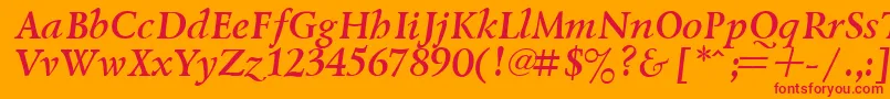 フォントLazurskyBoldItalic.001.001 – オレンジの背景に赤い文字