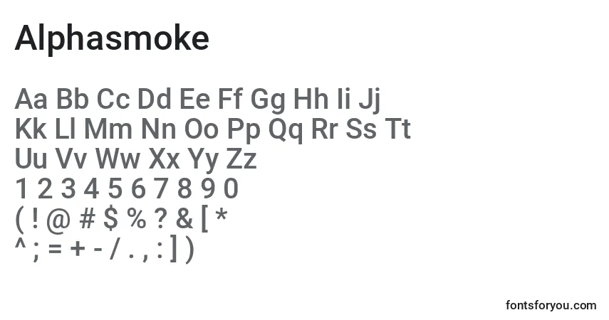 Fuente Alphasmoke - alfabeto, números, caracteres especiales