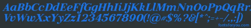 Fonte LitolandItalic – fontes azuis em um fundo preto