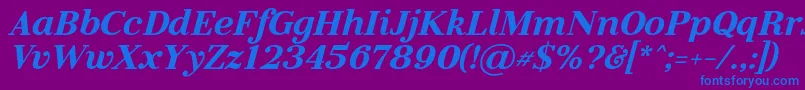 LitolandItalic-fontti – siniset fontit violetilla taustalla