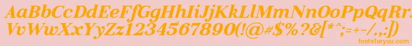 LitolandItalic-fontti – oranssit fontit vaaleanpunaisella taustalla