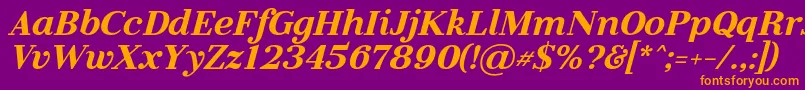 フォントLitolandItalic – 紫色の背景にオレンジのフォント
