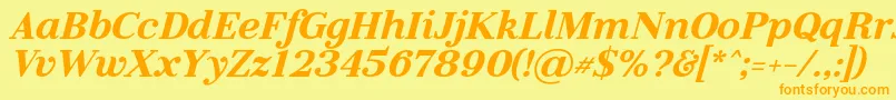 フォントLitolandItalic – オレンジの文字が黄色の背景にあります。