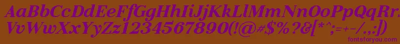 Fonte LitolandItalic – fontes roxas em um fundo marrom