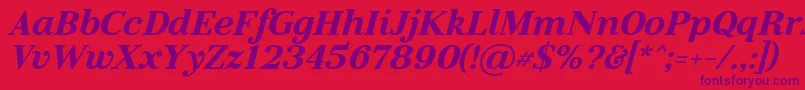 LitolandItalic-fontti – violetit fontit punaisella taustalla