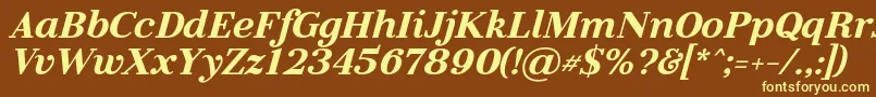 LitolandItalic-fontti – keltaiset fontit ruskealla taustalla