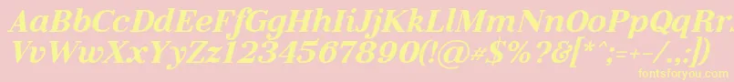 LitolandItalic-fontti – keltaiset fontit vaaleanpunaisella taustalla