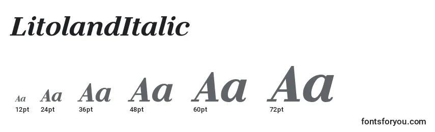 Размеры шрифта LitolandItalic