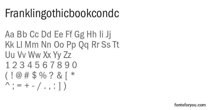 A fonte Franklingothicbookcondc – alfabeto, números, caracteres especiais