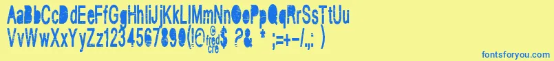 VintageCre Font – Blue Fonts on Yellow Background