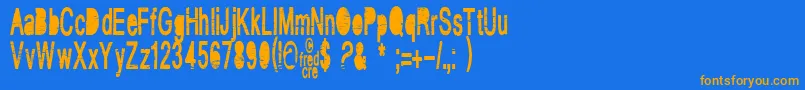 VintageCre Font – Orange Fonts on Blue Background