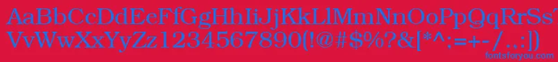 LibrarianRegular-Schriftart – Blaue Schriften auf rotem Hintergrund