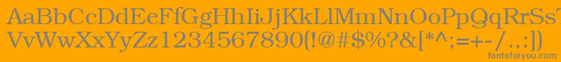 LibrarianRegular-fontti – harmaat kirjasimet oranssilla taustalla