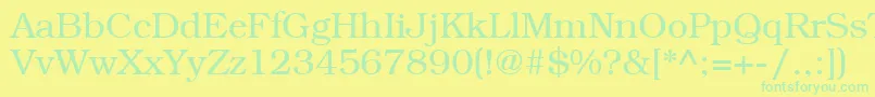 LibrarianRegular-fontti – vihreät fontit keltaisella taustalla