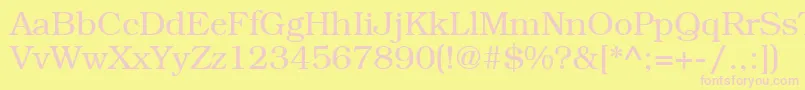 LibrarianRegular-fontti – vaaleanpunaiset fontit keltaisella taustalla