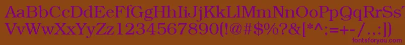 LibrarianRegular-Schriftart – Violette Schriften auf braunem Hintergrund
