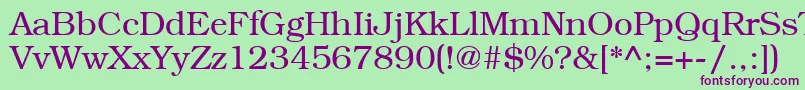 フォントLibrarianRegular – 緑の背景に紫のフォント