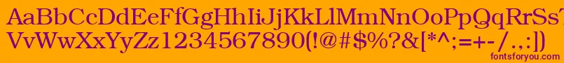 LibrarianRegular-fontti – violetit fontit oranssilla taustalla