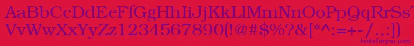 フォントLibrarianRegular – 赤い背景に紫のフォント