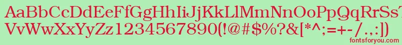 LibrarianRegular-fontti – punaiset fontit vihreällä taustalla