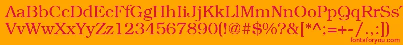 Czcionka LibrarianRegular – czerwone czcionki na pomarańczowym tle