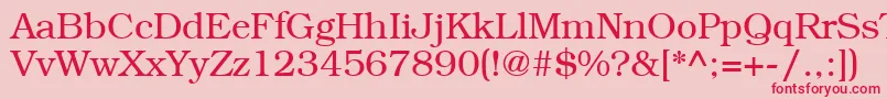 フォントLibrarianRegular – ピンクの背景に赤い文字