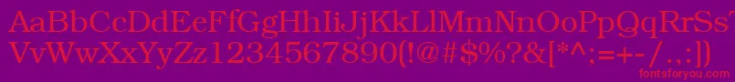 Fonte LibrarianRegular – fontes vermelhas em um fundo violeta