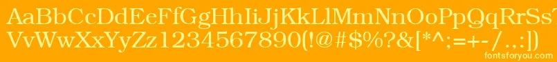 LibrarianRegular-Schriftart – Gelbe Schriften auf orangefarbenem Hintergrund