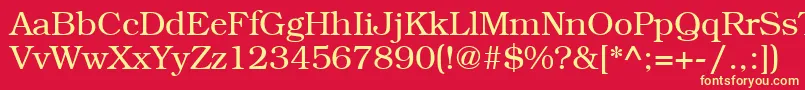 LibrarianRegular-Schriftart – Gelbe Schriften auf rotem Hintergrund