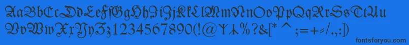 KleistFrakturzierbuchstaben-Schriftart – Schwarze Schriften auf blauem Hintergrund