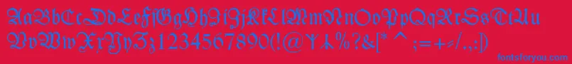 KleistFrakturzierbuchstaben Font – Blue Fonts on Red Background
