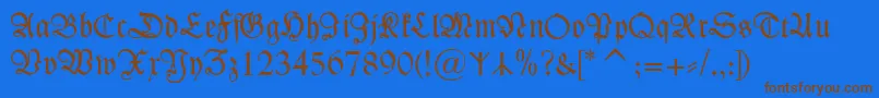 KleistFrakturzierbuchstaben Font – Brown Fonts on Blue Background