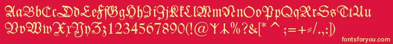 KleistFrakturzierbuchstaben Font – Yellow Fonts on Red Background
