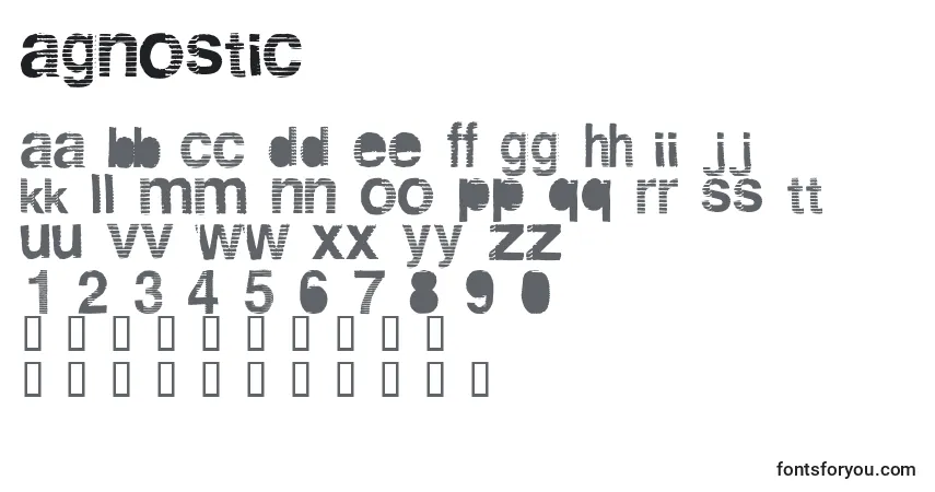 Schriftart Agnostic – Alphabet, Zahlen, spezielle Symbole