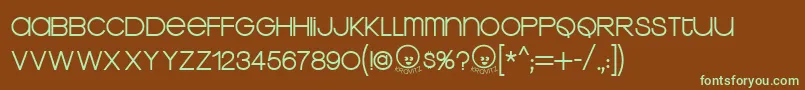 フォントKravitzThermal – 緑色の文字が茶色の背景にあります。