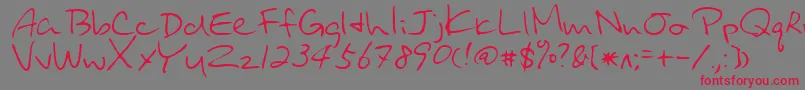 フォントUraraRegular – 赤い文字の灰色の背景
