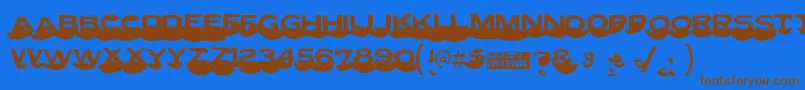 フォントLettersetc – 茶色の文字が青い背景にあります。